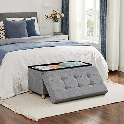 Hocker Bankhocker Mit Stauraum Hölzernes Gray 76x38x40cm