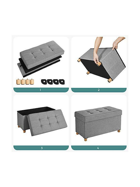Stool Bench Stool With Storage Space Wooden Gray 76x38x40cm