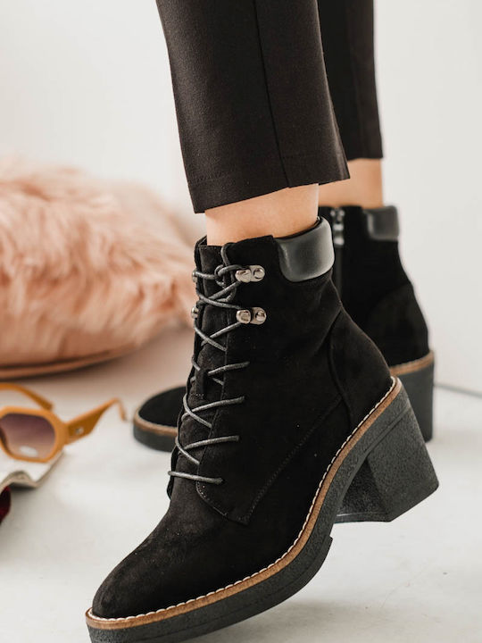 Wildleder Stiefeletten Damen Schwarz