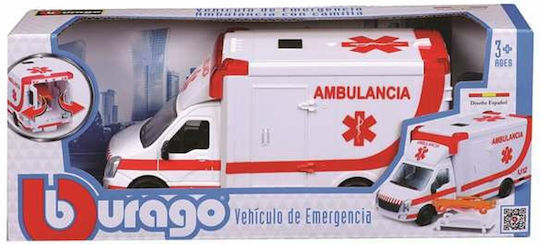 Bburago Mașinuță Albă - Roșie 1:43 Ambulanță pentru 3+ Ani