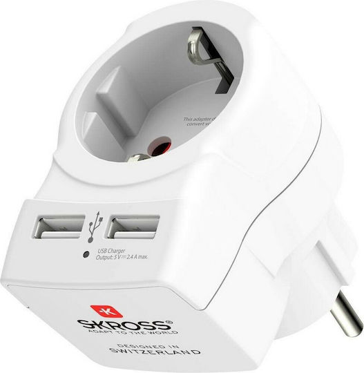 Skross Single Socket with 2 USB-A