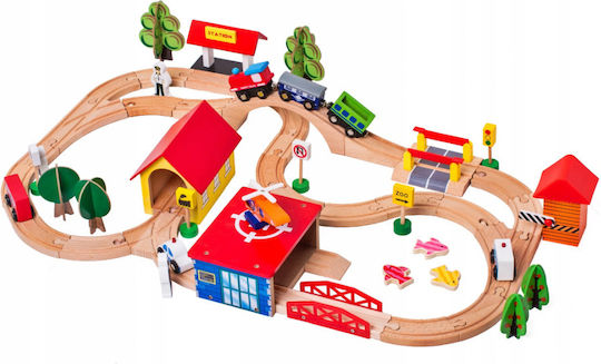 Lean Toys Сет с влакчета от дърво за 3++ години
