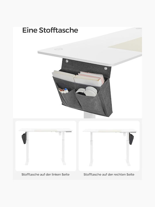 Electric Wooden Desk White Beige with Metal Legs and Adjustable Height 140x60x72cm