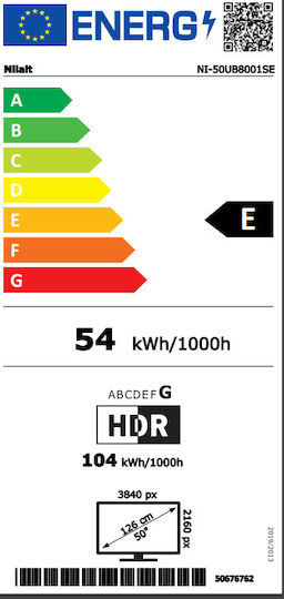 Nilait Смарт Телевизор 50" 4K UHD QLED NI-50UB8001SE HDR (2023)