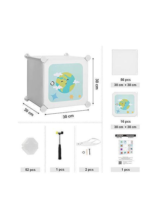 Songmics Sistem de Depozitare Jucării din Plastic Alb 15buc