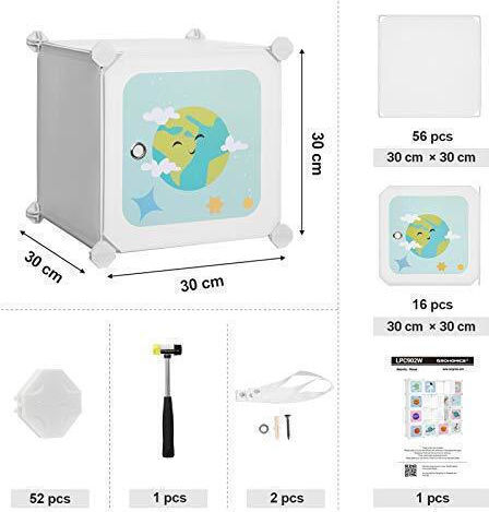 Songmics Sistem de Depozitare Jucării din Plastic Alb 15buc