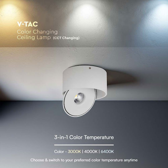 V-TAC Einzel LED Warm zu kühlem Weiß Spot in Weiß Farbe