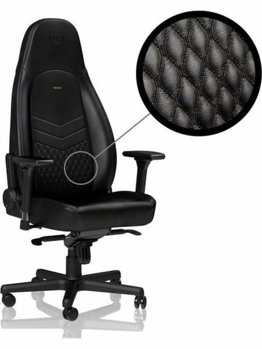 Noblechairs Icon Δερμάτινη Καρέκλα Gaming με Ρυθμιζόμενα Μπράτσα Μαύρη