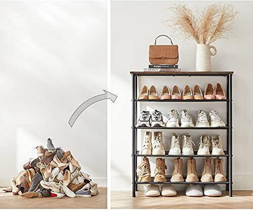 Stoff Schuhschrank 75x30x91cm