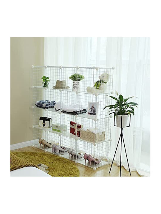 Metallic Shoe Organizer White 123x31x123cm