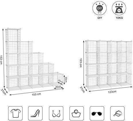Metallic Shoe Organizer White 123x31x123cm