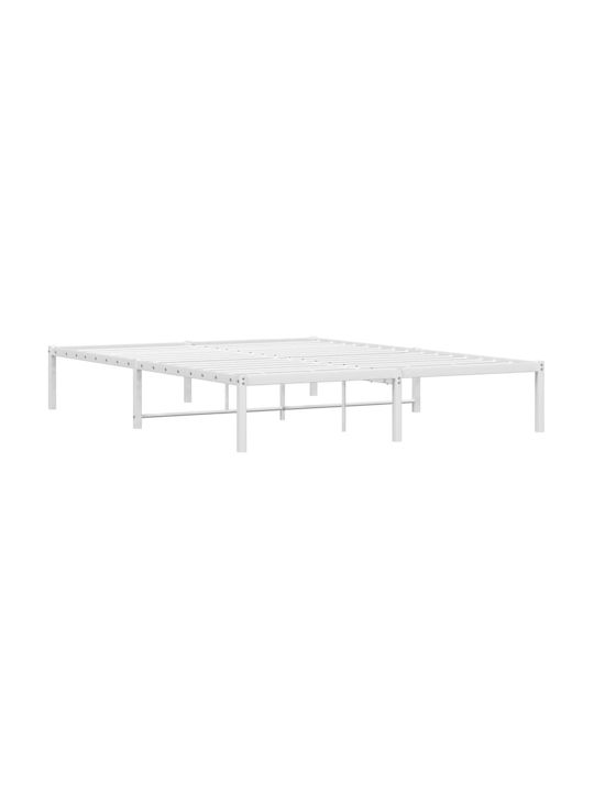 Metall King Size Bett Weiß mit Lattenrost für Matratze 200x200cm
