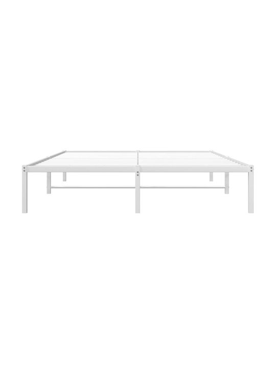 Metall King Size Bett Weiß mit Lattenrost für Matratze 200x200cm