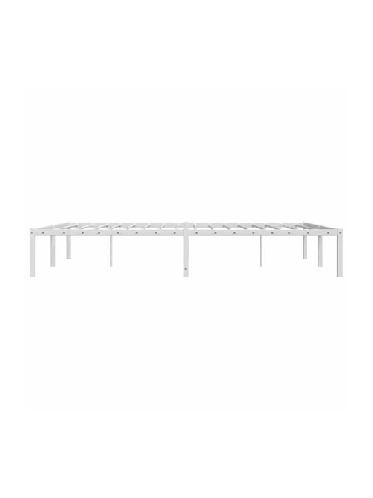 Metall King Size Bett Weiß mit Lattenrost für Matratze 200x200cm