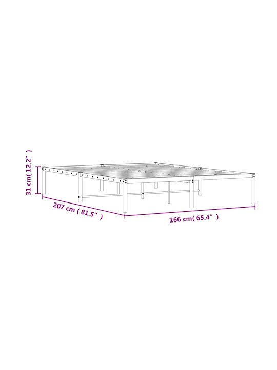 Metall King Size Bett Weiß mit Lattenrost für Matratze 200x200cm