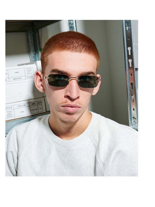Gast Astro Unisex Sunglasses with Gold Metal Frame and Green Lens AS02