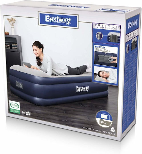 Bestway Aufblasbare Camping-Luftmatratze Einzel mit Integrierter Elektrischer Pumpe 191x97x46cm