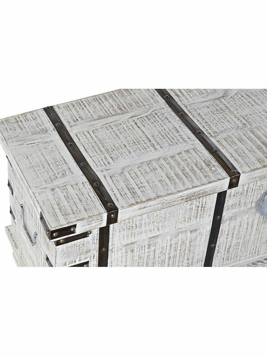 DKD Home Decor Metallic Decorative Trunk White 116x40x45cm