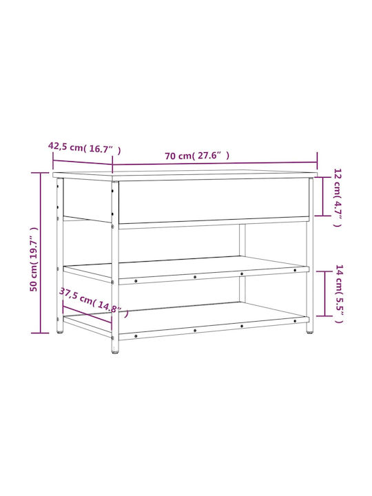 Wooden Shoe Organizer Gray 70x42.5x50cm