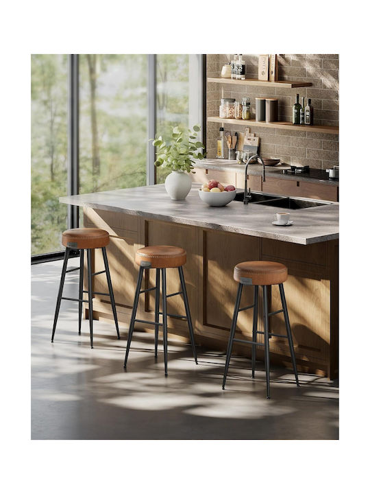 Σκαμπό Μπαρ Δερμάτινο Echo Caramel Brown 2τμχ 51.6x51.6x76.2εκ.