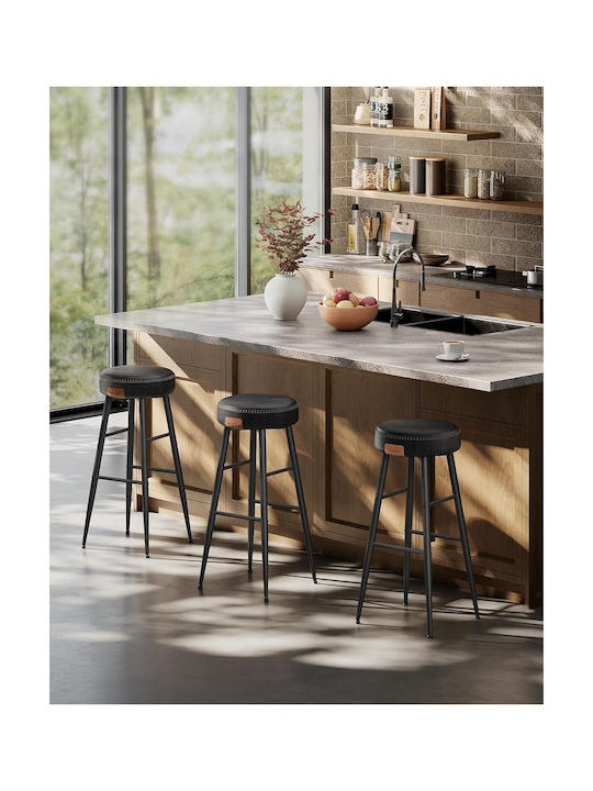 Stool Bar Leather Simply Black 2pcs 51.6x51.6x76.2cm