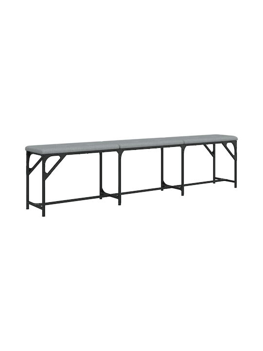 Dining Room Metallic Bench Gray 186x32x45cm