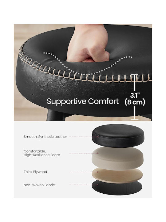 Stool Bar Leather Simply Black 2pcs 51.6x51.6x76.2cm