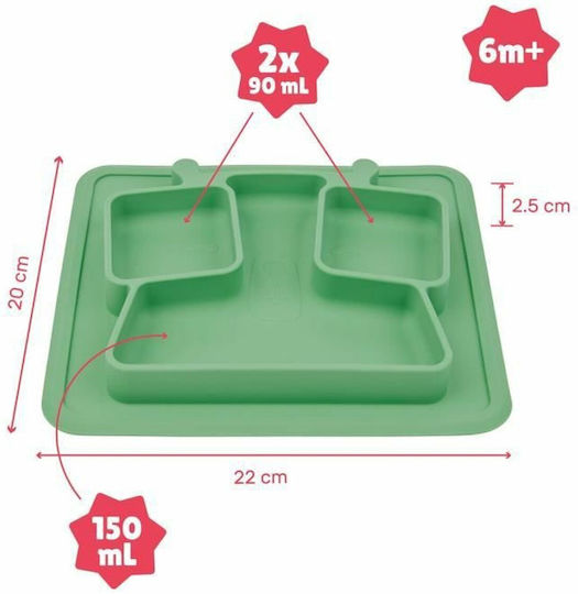 Badabulle Baby Food Plate made of Silicone Green