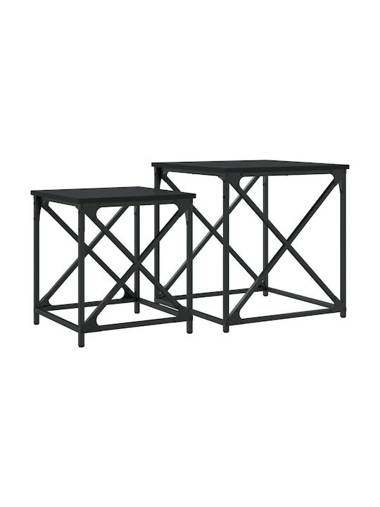 Set Zigon Pătrat Din Lemn Negru 2 Buc M50xL50xÎ52,5cm