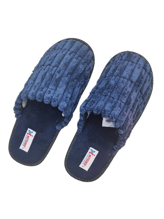 Mitsuko Men's Printed Slippers Blue