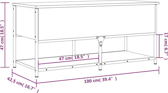 Entry Furniture with Shoe Rack & Bench Smoked Oak 100x42.5x47cm