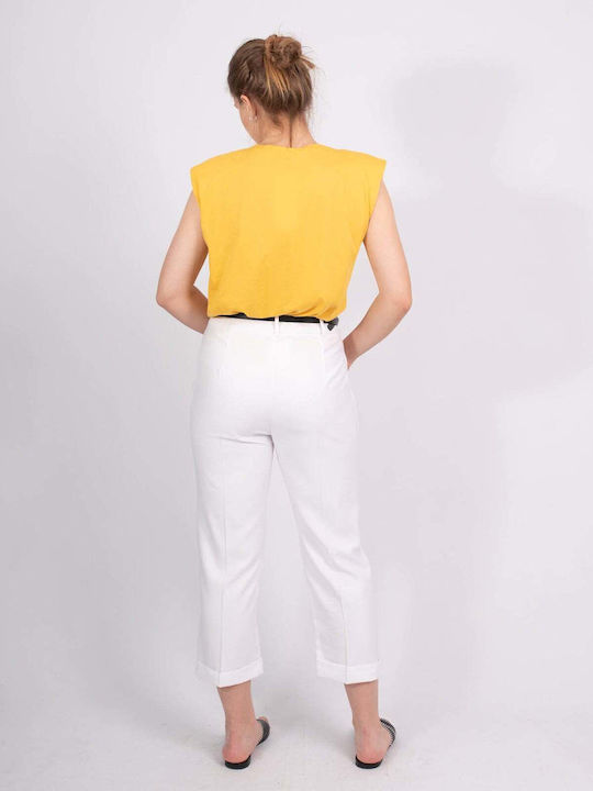 Dama Tesatura Pantaloni Alb