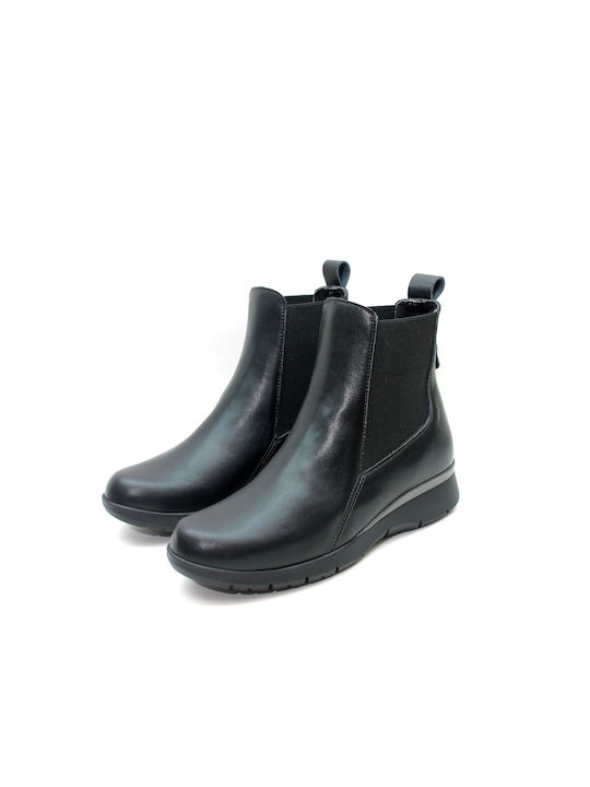 Pyramis Leder Damen Chelsea Stiefeletten Schwarz