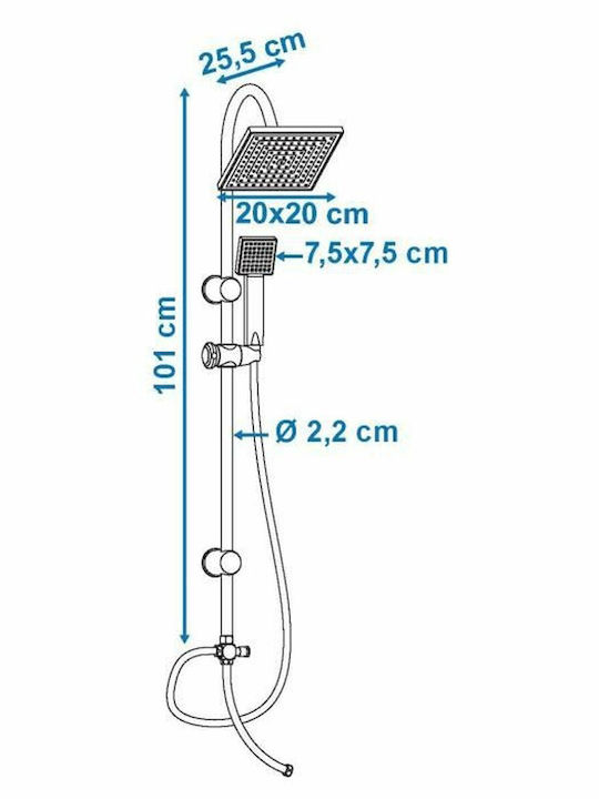 Rousseau Soto Adjustable Shower Column with Mixer Silver