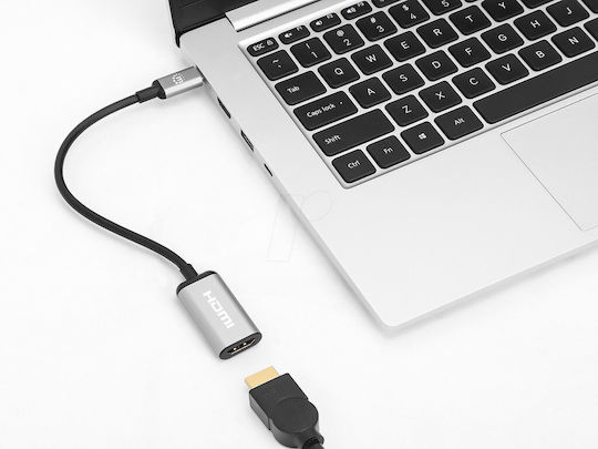 Manhattan Μετατροπέας USB-C male σε HDMI female Ασημί 1τμχ 153706