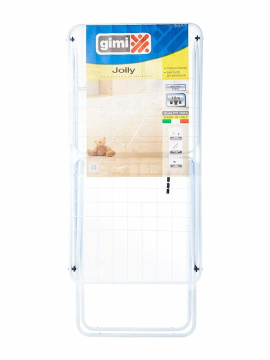 Gimi Jolly Metallic Folding Floor Clothes Drying Rack with Hanging Length 18m