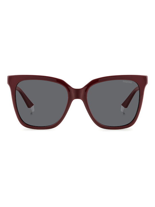 Polaroid Women's Sunglasses with Burgundy Plastic Frame and Gray Polarized Lens PLD4155/S/X LHF/M9