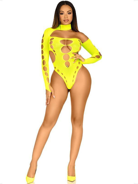 Leg Avenue Bodysuit Seamless Thong Sexy Bodysuit Galben