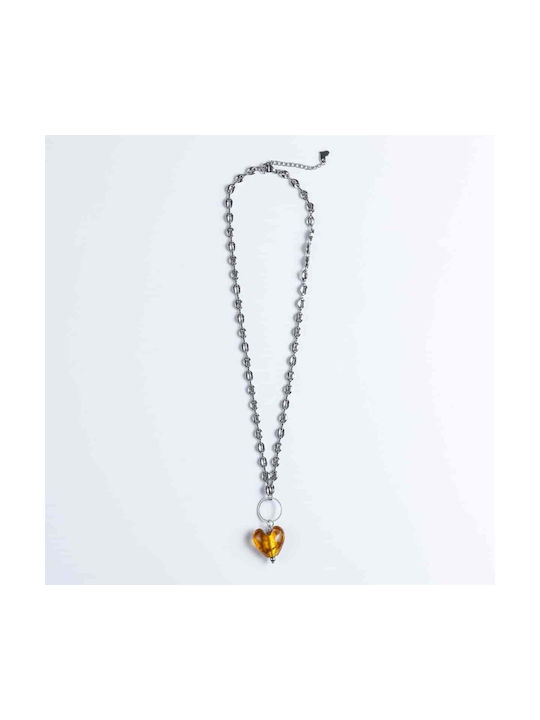 Cuoro Necklace with design Heart from Steel