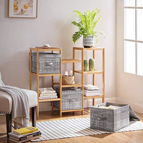 Songmics Fabric Storage Box with Lid Gray 30x40x25cm 3pcs