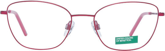 Benetton Women's Metal Butterfly Pink Prescription Eyeglass Frame BEO3023 205