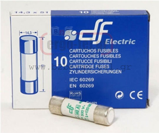 DF electric Sicherung Zylindrisch Porzellan Fast-Bow 14x51mm 25A (054-214512025) 1Stück