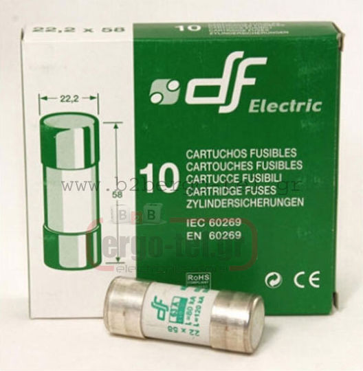 DF electric Safety Cylindrical Porcelain Fast-Bow 22x58mm 100A (054-222580100) 1pcs