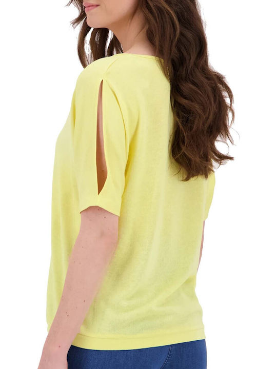 MORE & MORE Γυναικεία Μπλούζα Κοντομάνικη Κίτρινη