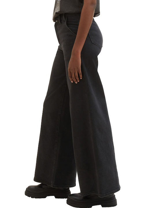Tom Tailor Γυναικείο Υφασμάτινο Παντελόνι Καμπάνα Μαύρο