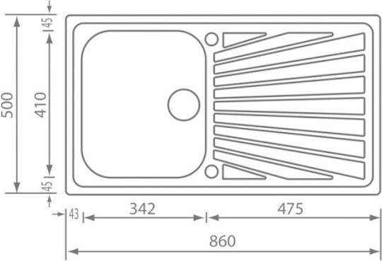Sanitec Cometa Επικαθήμενος Inox Σαγρέ Μ86xΠ50cm Ασημί