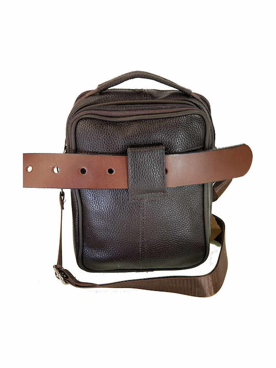 Geantă Bărbătească de Umăr / Tip Crossbody din Piele Maro