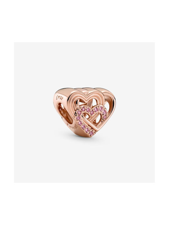 Pandora Intertwined Love Hearts Charm din Placat cu aur Oțel cu Perle