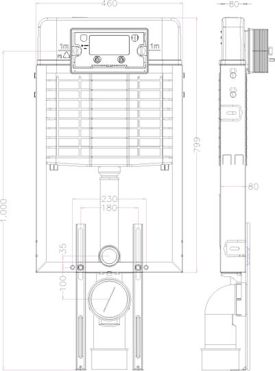 Japar Promicro Built-in Plastic Low Pressure Rectangular Toilet Flush Tank