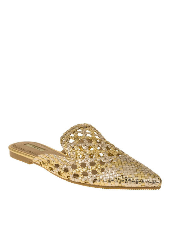 Corina Mules mit Wohnung Absatz in Gold Farbe